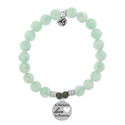BRACELETS - Green Angelite Stone Bracelet With Fathers Love Sterling Silver Charm