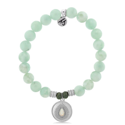 BRACELETS - Green Angelite Stone Bracelet With You're One Of A Kind Sterling Silver Charm