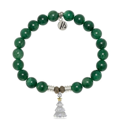 BRACELETS - Green Kyanite Gemstone Bracelet With Christmas Tree Sterling Silver Charm