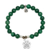 BRACELETS - Green Kyanite Gemstone Bracelet With Paw CZ Sterling Silver Charm