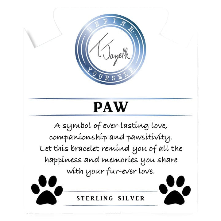 BRACELETS - Green Kyanite Gemstone Bracelet With Paw CZ Sterling Silver Charm