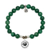 BRACELETS - Green Kyanite Gemstone Bracelet With Paw Print Sterling Silver Charm