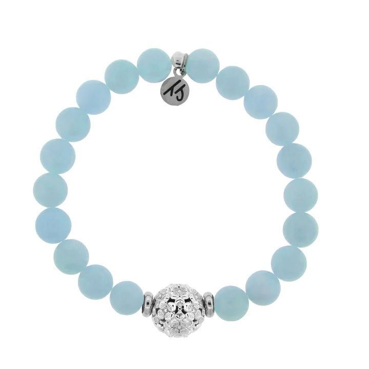 BRACELETS - Hydrangea Collection- Light Blue Quartz Bracelet With Sterling Silver Hydrangea Bead