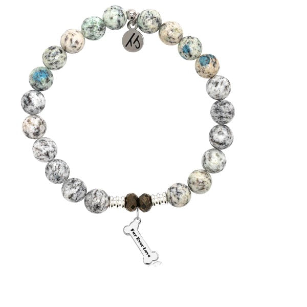BRACELETS - K2 Stone Bracelet With Fur Ever Love Sterling Silver Charm