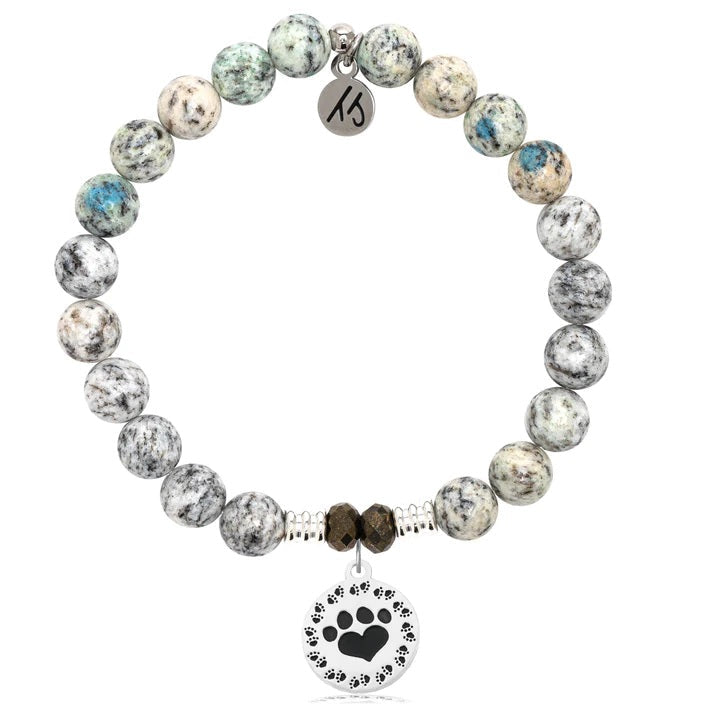 BRACELETS - K2 Stone Bracelet With Paw Print Sterling Silver Charm