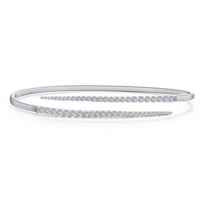 BRACELETS - Lafonn Sterling Silver Simulated Diamond Pave Bypass Style Bangle Bracelet