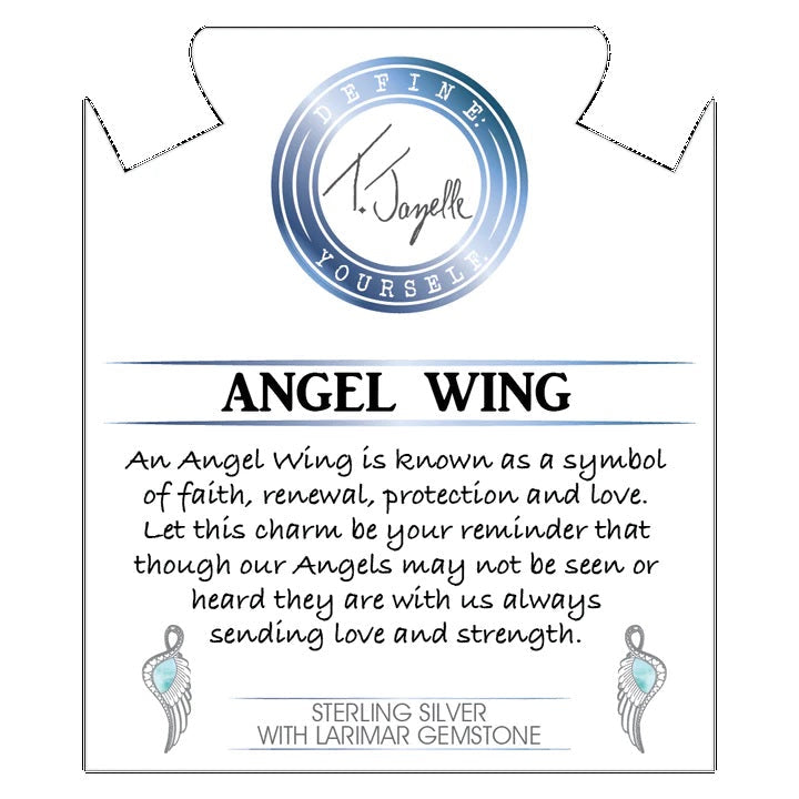 BRACELETS - Larimar Charm Collection: Larimar Gemstone Bracelet With Larimar Angel Blessings Sterling Silver Charm