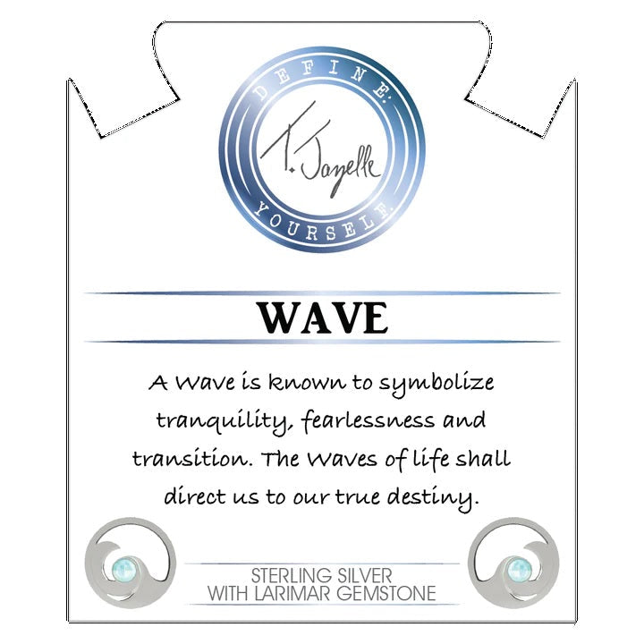 BRACELETS - Larimar Charm Collection: Larimar Gemstone Bracelet With Larimar Wave Sterling Silver Charm