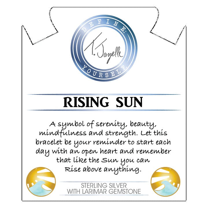BRACELETS - Larimar Charm Collection: Larimar Stone Bracelet With Larimar Ocean Love Rising Sun Sterling Silver Charm
