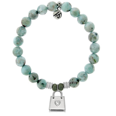 BRACELETS - Larimar Gemstone Bracelet With Fashionista Sterling Silver Charm