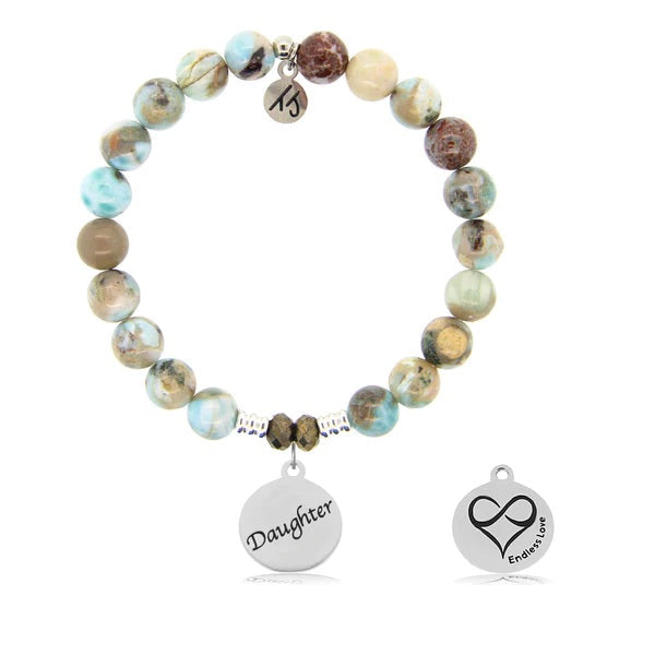 BRACELETS - Larimar Stone Bracelet With Daughter Sterling Silver Charm