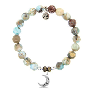 BRACELETS - Larimar Stone Bracelet With Friendship Stars Sterling Silver Charm