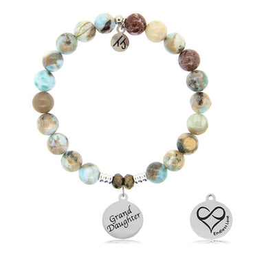 BRACELETS - Larimar Stone Bracelet With Granddaughter Sterling Silver Charm