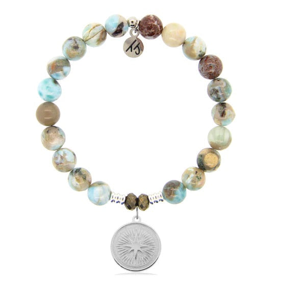 BRACELETS - Larimar Stone Bracelet With Guidance Sterling Silver Charm