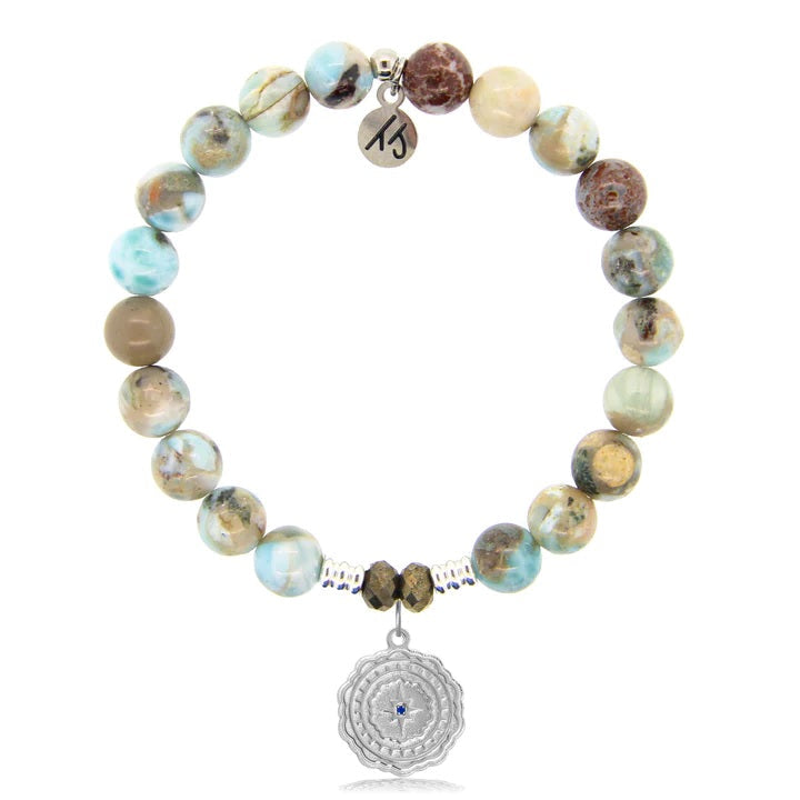 BRACELETS - Larimar Stone Bracelet With Healing Sterling Silver Charm