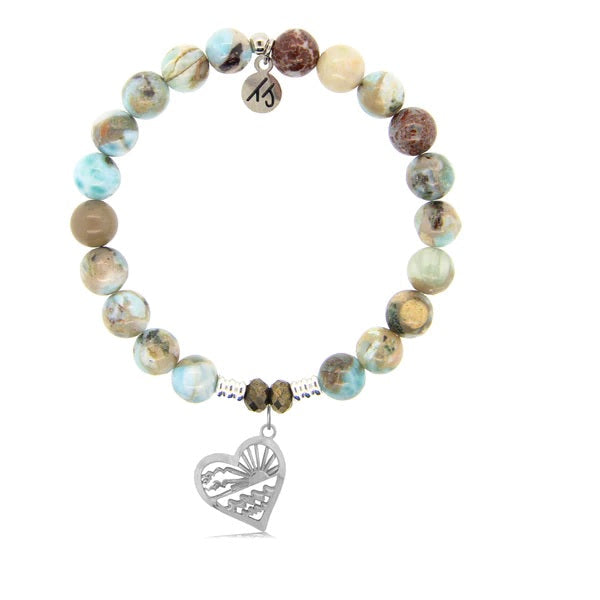 BRACELETS - Larimar Stone Bracelet With Seas The Day Sterling Silver Charm