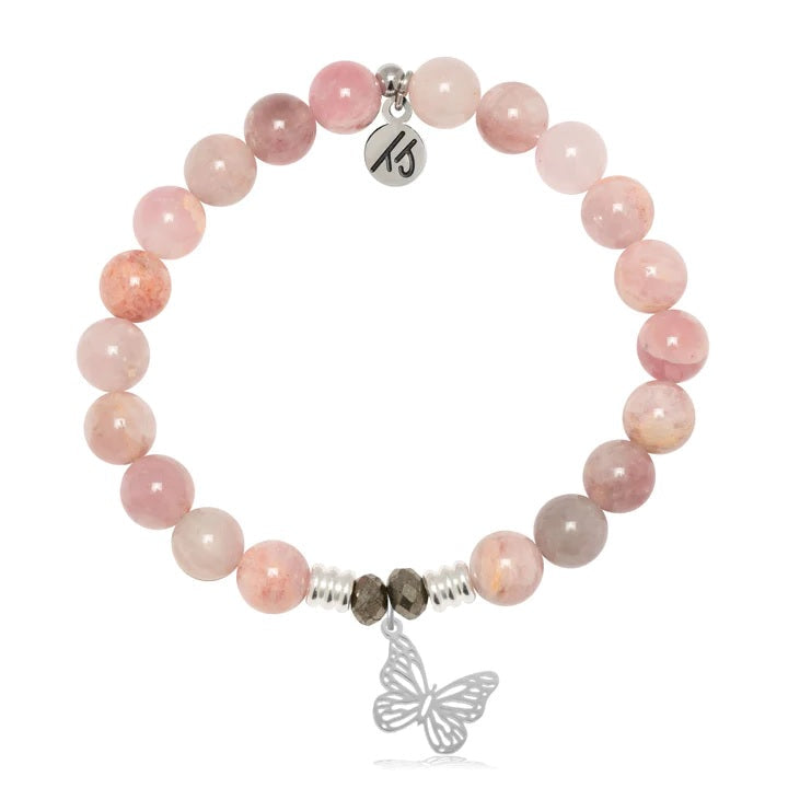 BRACELETS - Madagascar Quartz Gemstone Bracelet With Butterfly Sterling Silver Charm