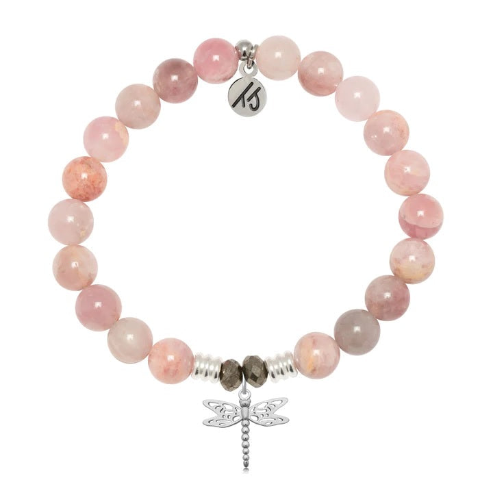 BRACELETS - Madagascar Quartz Gemstone Bracelet With Dragonfly Sterling Silver Charm