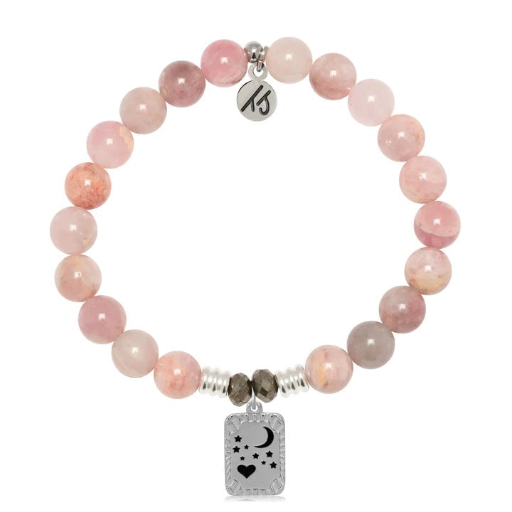 BRACELETS - Madagascar Quartz Gemstone Bracelet With Moon And Back Sterling Silver Charm