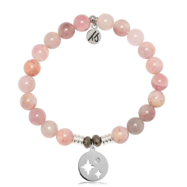 BRACELETS - Madagascar Quartz Gemstone Bracelet With Mother Daughter Sterling Silver Charm