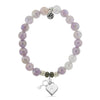 BRACELETS - Mauve Jade Stone Bracelet With Key To My Heart Sterling Silver Charm
