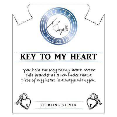 BRACELETS - Mauve Jade Stone Bracelet With Key To My Heart Sterling Silver Charm