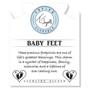 BRACELETS - Moonstone Stone Bracelet With Baby Feet Sterling Silver Charm