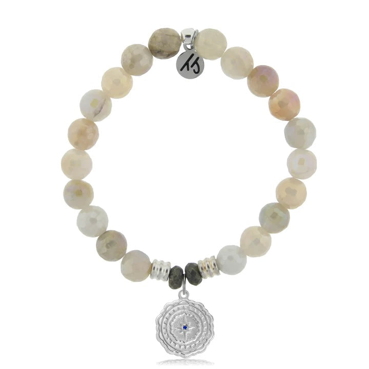 BRACELETS - Moonstone Stone Bracelet With Healing Sterling Silver Charm
