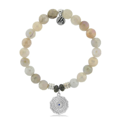 BRACELETS - Moonstone Stone Bracelet With Healing Sterling Silver Charm