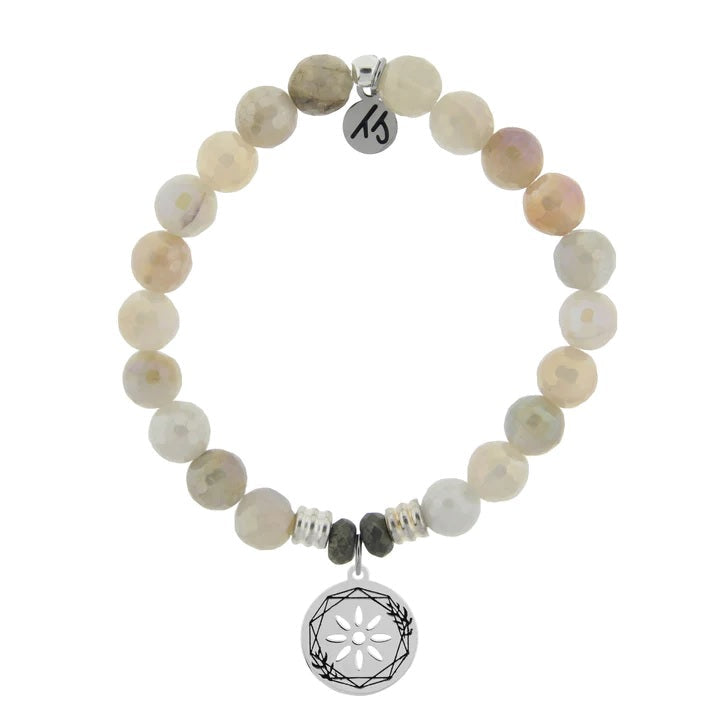 BRACELETS - Moonstone Stone Bracelet With Thank You Sterling Silver Charm
