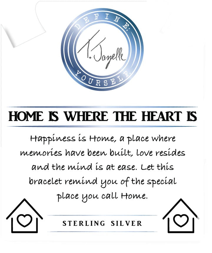 BRACELETS - Onyx Stone Bracelet With Home Is Where The Heart Is Sterling Silver Charm