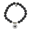 BRACELETS - Onyx Stone Bracelet With Paw Print Sterling Silver Charm