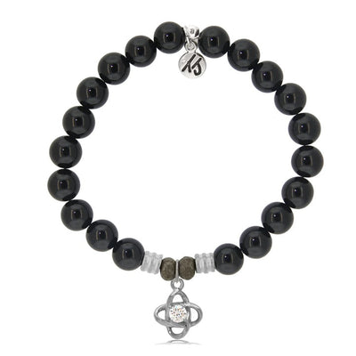 BRACELETS - Onyx Stone Bracelet With Stronger Together Sterling Silver Charm