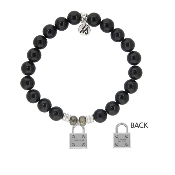 BRACELETS - Onyx Stone Bracelet With Unbreakable Sterling Silver Charm