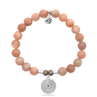 BRACELETS - Peach Moonstone Gemstone Bracelet With Healing Sterling Silver Charm