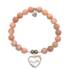 BRACELETS - Peach Moonstone Stone Bracelet With Heart Daughter Silver Charm