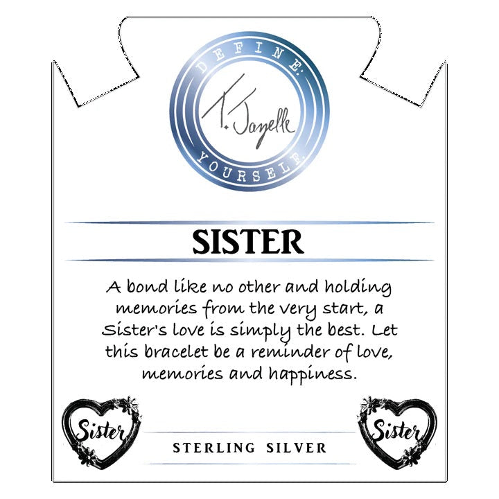 BRACELETS - Peach Moonstone Stone Bracelet With Heart Sister Silver Charm