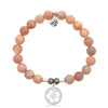 BRACELETS - Peach Moonstone Stone Bracelet With Hibiscus Silver Charm