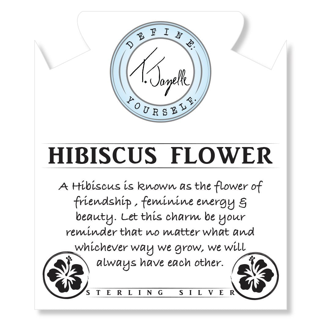 BRACELETS - Peach Moonstone Stone Bracelet With Hibiscus Silver Charm