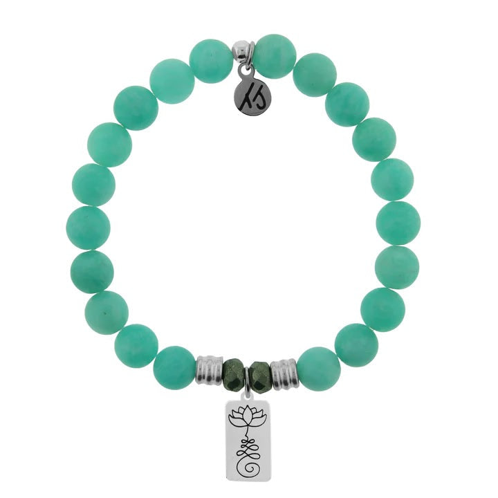BRACELETS - Peruvian Amazonite Stone Bracelet With New Beginnings Sterling Silver Charm