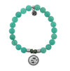 BRACELETS - Peruvian Amazonite Stone Bracelet With Palm Tree Sterling Silver Charm