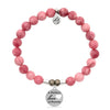 BRACELETS - Pink Jade Stone Bracelet With Fathers Love Sterling Silver Charm