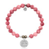 BRACELETS - Pink Jade Stone Bracelet With Love You More Sterling Silver Charm