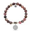 BRACELETS - Pink Rhodonite Gemstone Bracelet With Serenity Prayer Sterling Silver Charm