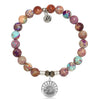 BRACELETS - Purple Jasper Stone Bracelet With Go With The Waves Sterling Silver Charm