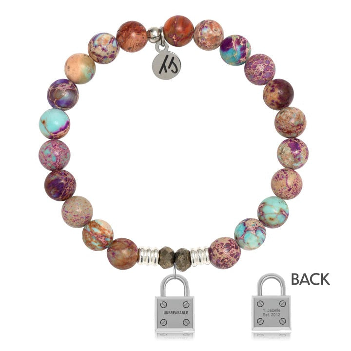 BRACELETS - Purple Jasper Stone Bracelet With Unbreakable Sterling Silver Charm