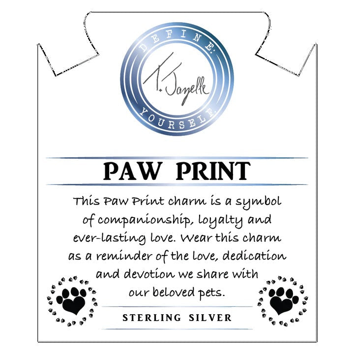 BRACELETS - Sand Moonstone Gemstone Bracelet With Paw Print Sterling Silver Charm