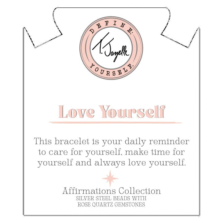 BRACELETS - Silver Affirmations Collection- Love Yourself Rose Quartz Bracelet