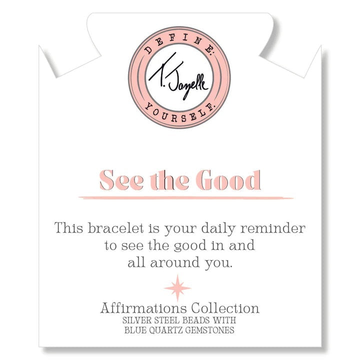 BRACELETS - Silver Affirmations Collection- See The Good Dark Blue Quartz Bracelet