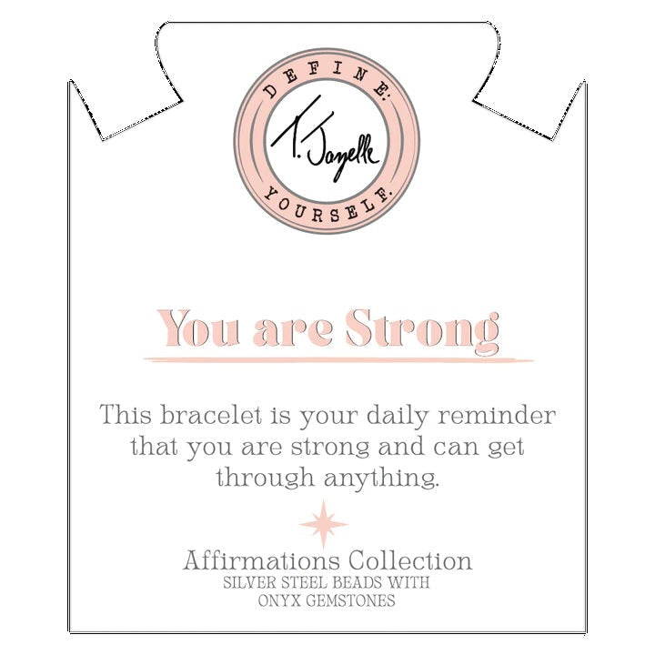 BRACELETS - Silver Affirmations Collection- You Are Strong Onyx Bracelet